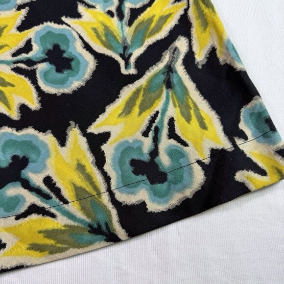 Mon Petit Oiseau Anthropologie Skirt Sz S Black Yellow Blue Floral Cotton Unusua - Picture 12 of 12